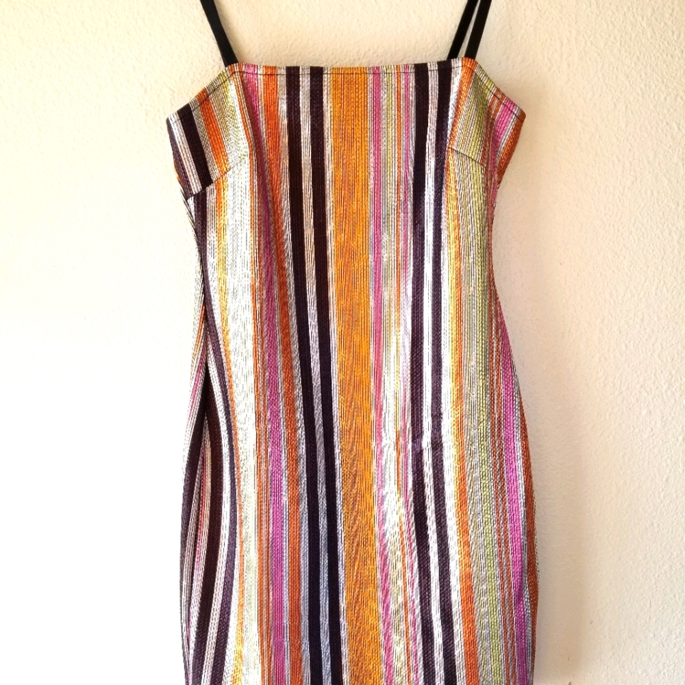 Dolls Kill striped metallic mini party dress